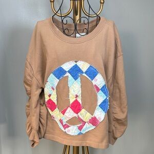 Brown Abercrombie & Fitch Sweatshirt with Hand Stitched Quilted Piece Sign sz L